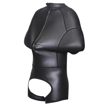 

Leather Latex Catsuit Body Suit Front Zipper Open Crotch Bodysuit Singlet Leotard Clubwear Men Open Crotch Zipper Thong