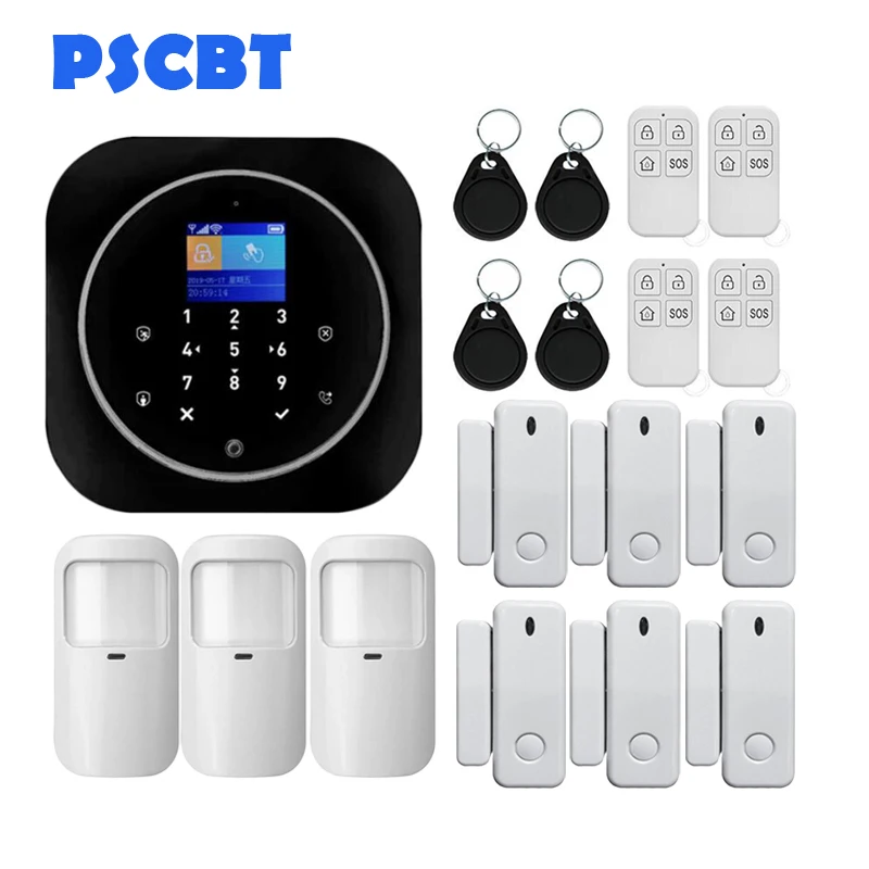 Kit 11 Tuya Smart wifi GSM сигнализация Alexa Google домашняя охранная система безопасности комплект PIR датчик движения двери приложение пульт дистанционного управления камера монитор - Цвет: Kit 11