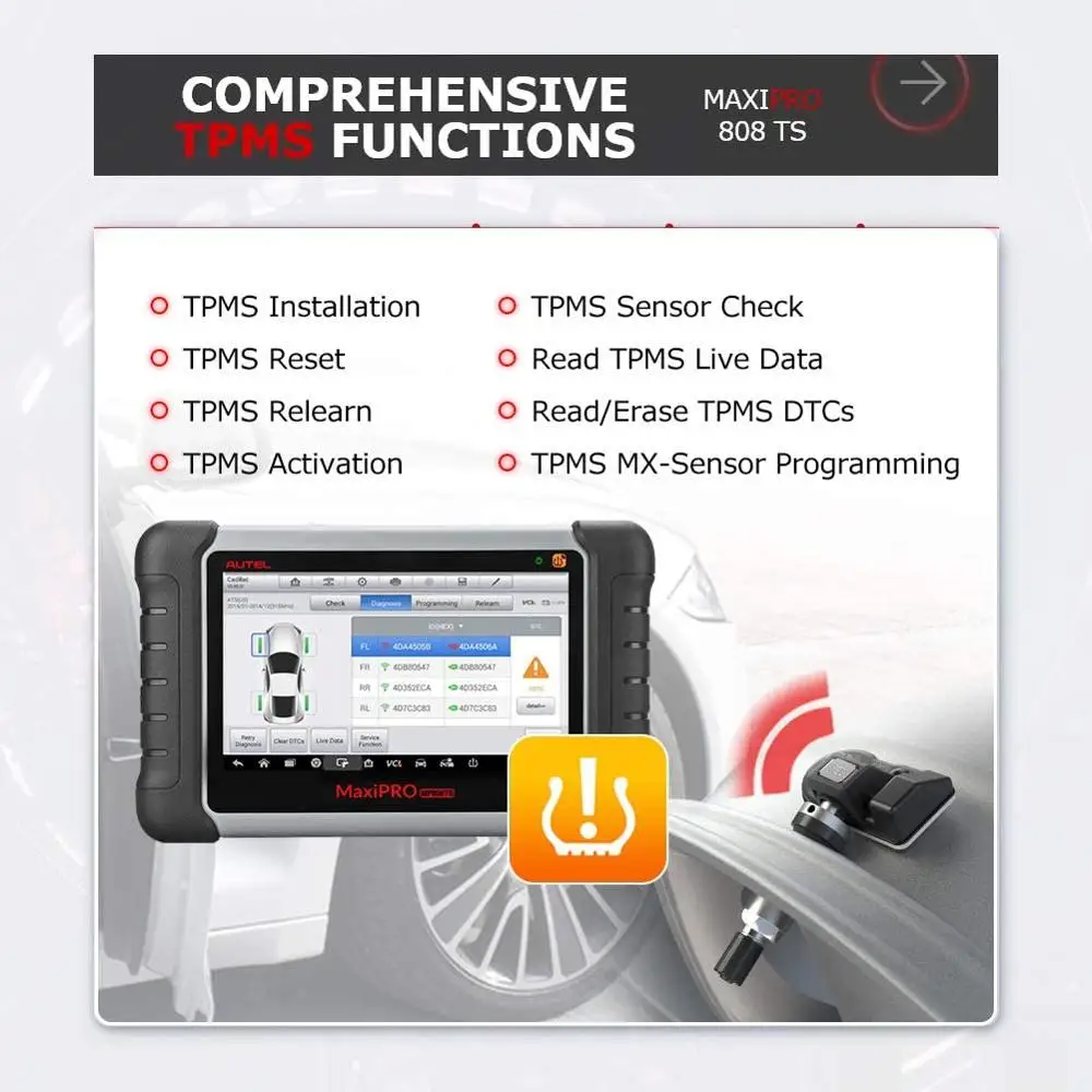 Autel MaxiPRO MP808TS OBDII диагностический инструмент WIFI Bluetooth OBD2 сканер полный TPMS сервис