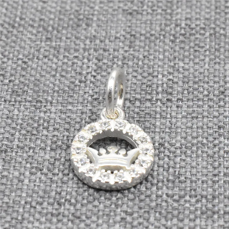 

2pcs of 925 Sterling Silver Circle Royal Crown Charms with CZ for Necklace Bracelet Earring