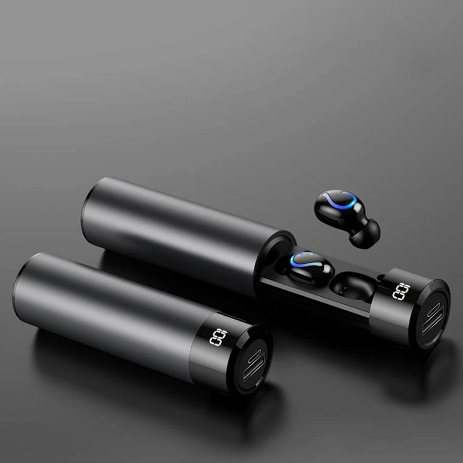 TWS настоящие беспроводные наушники HiFi Bluetooth наушники 6D шумоподавление Музыкальная гарнитура с светодиодный дисплей Беспроводная bluetooth-гарнитура - Цвет: Silver Sport Headset