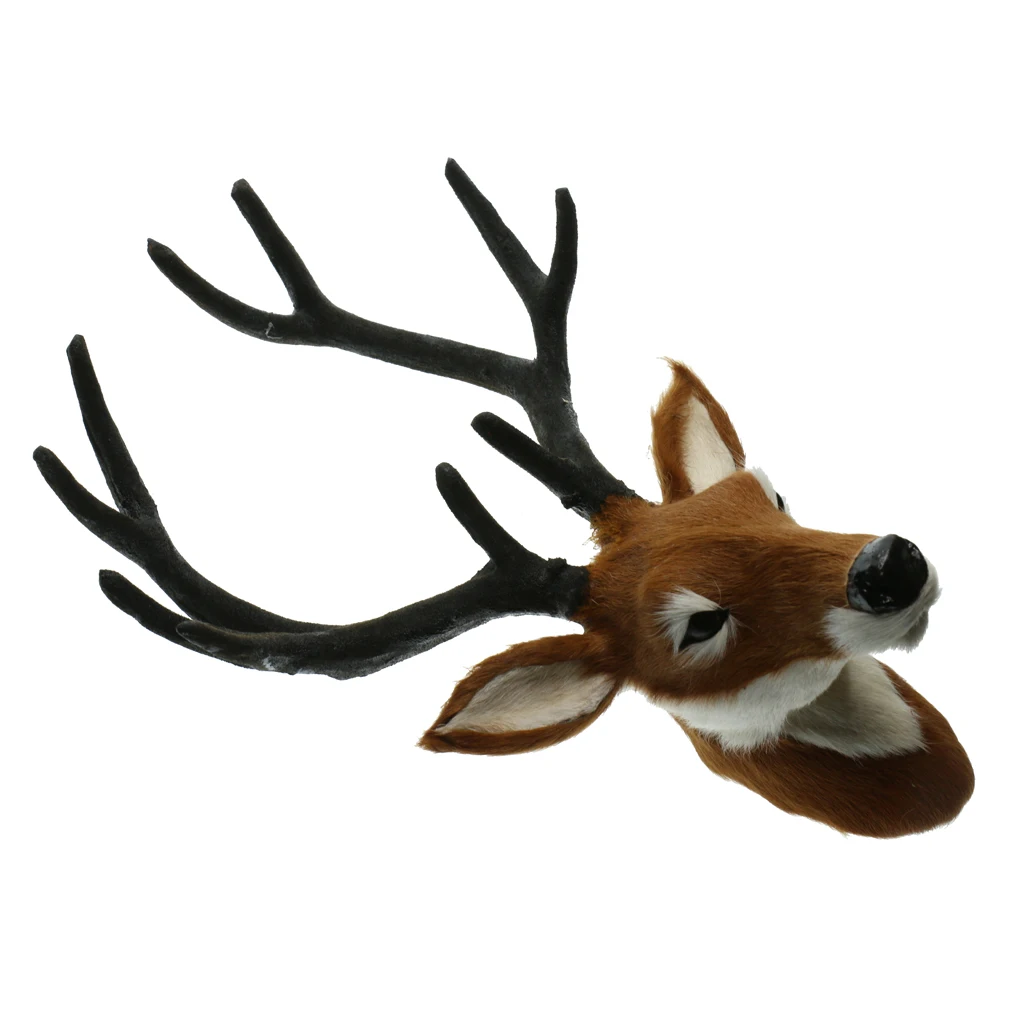 Artificial Animal Head Art Wall Decor Deer Head With Black Antlers For Wall