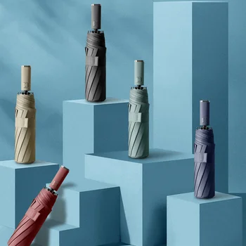 

Umbrella automatic umbrella black plastic color three-fold umbrella women's umbrella men's rain umbrella folding big sun