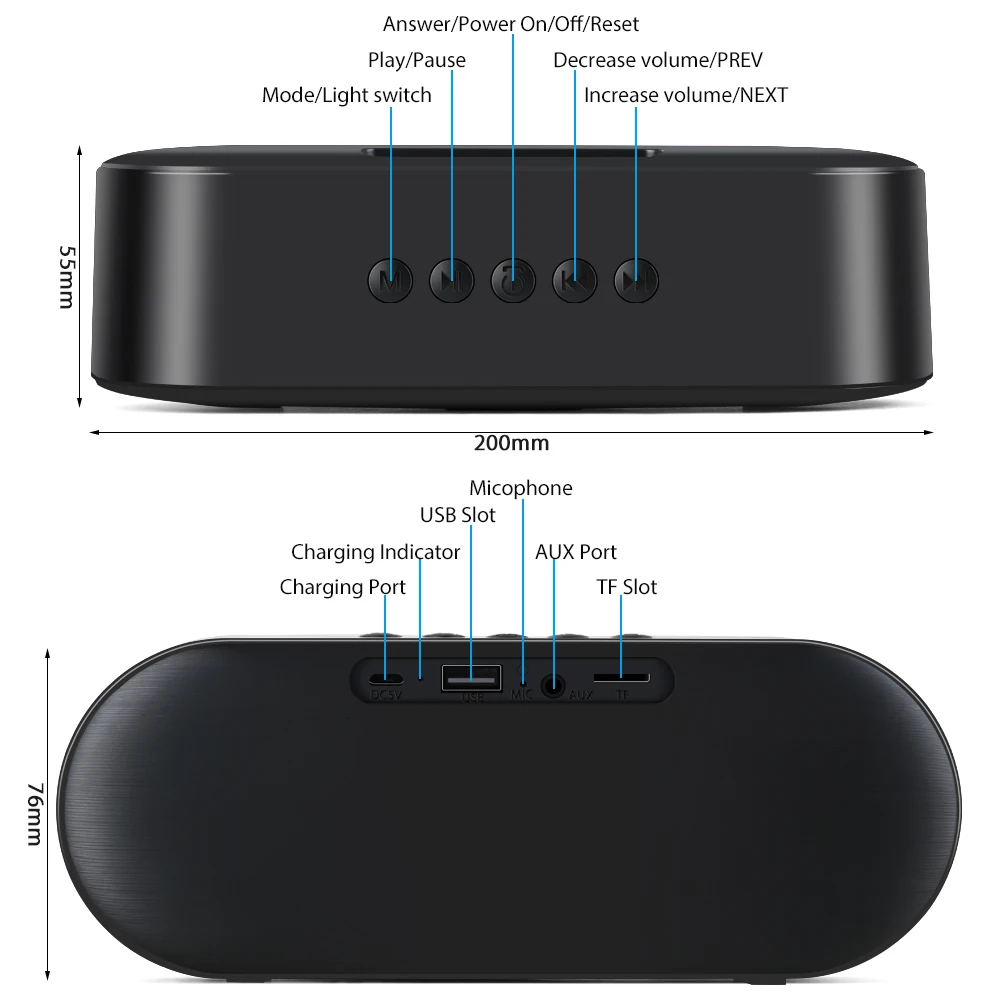 Классный BT5.0 HiFi Bluetooth динамик Портативный Открытый домашний мини аудио динамик поддержка 32G TF карта USB накопитель AUX 3D стерео динамик s