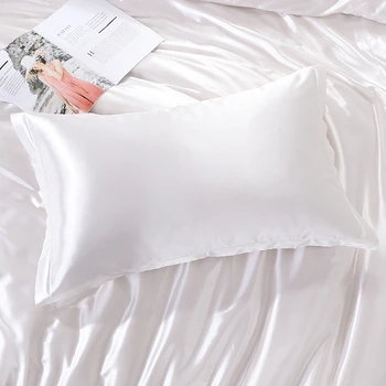 

NEW soft white pillow case 48x74cm satin pillowcase for hair Silk Pillow cover Home decoration