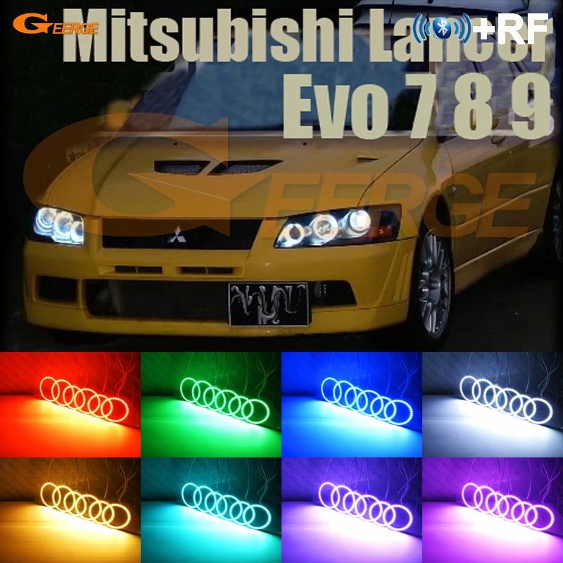 

For Mitsubishi Lancer Evo 7 8 9 2002-2007 Excellent RGB Angel Eyes kit Multi-Color Ultrabright RGB LED Angel Eyes Halo Rings