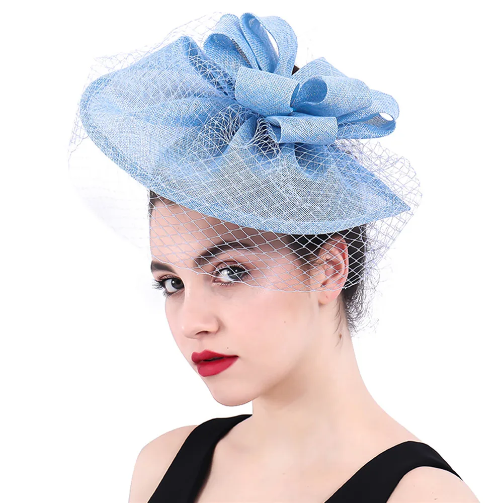 Light Blue Hair Fascinators Hat Derby Royal Headwear Veils Loops Hair Accessories Hair Women Ladies Wedding Headdress|Women's Hair Accessories| - AliExpress