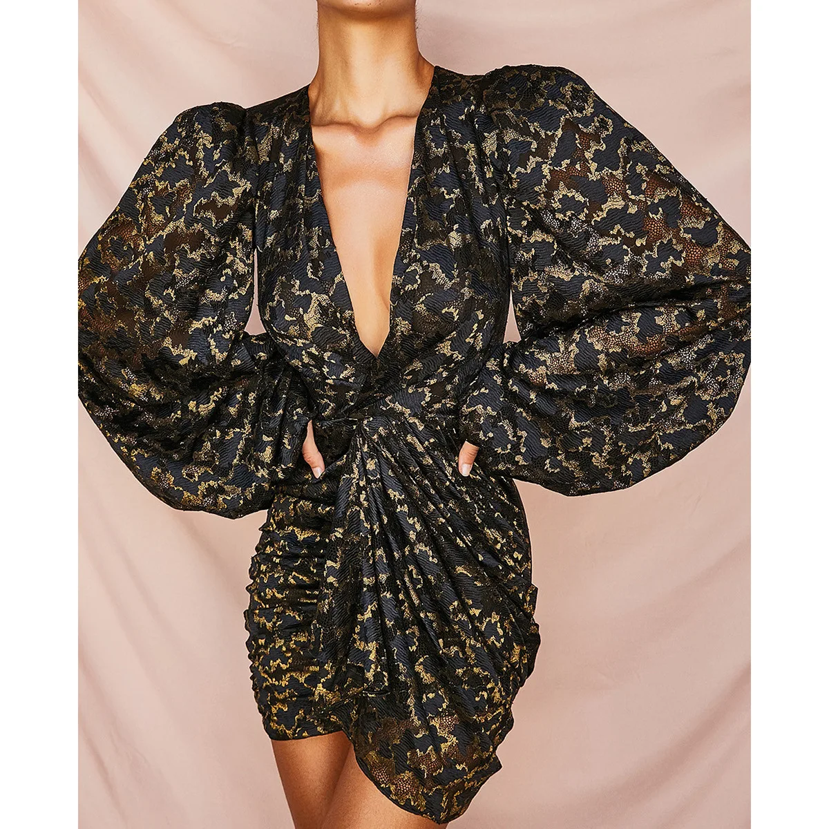 

Autumn Lace Sexy Mini Dress 2019 Christmas Elegant Festa Puff Long Sleeve Dresses Halloween Party Vintage Pleated Fashion Dress