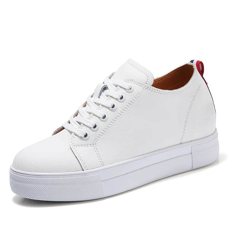 

2018 Autumn And Winter New Style Women's Genuine Leather White Shoes Women's Korean-style Thick Bottomed Elevator Casual Board S