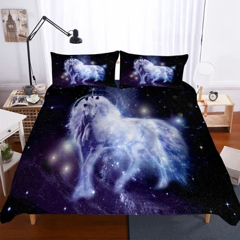 

Galaxy Unicorn Duvet Cover Set Kids Adults Microfiber Soft Comforter Shell Bedding Single Double Bedspread 2/3 PCS Bed Cover Set