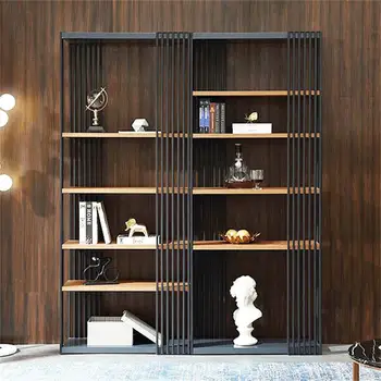 

Wrought iron solid wood display stand creative bookshelf simple floor rack