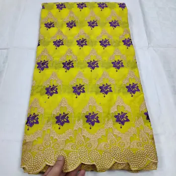 

New Fashion African Bazin Lace Fabric Embroidery Nigerian Bazin Riche Lace Fabric With Hole And Stones For Sewing