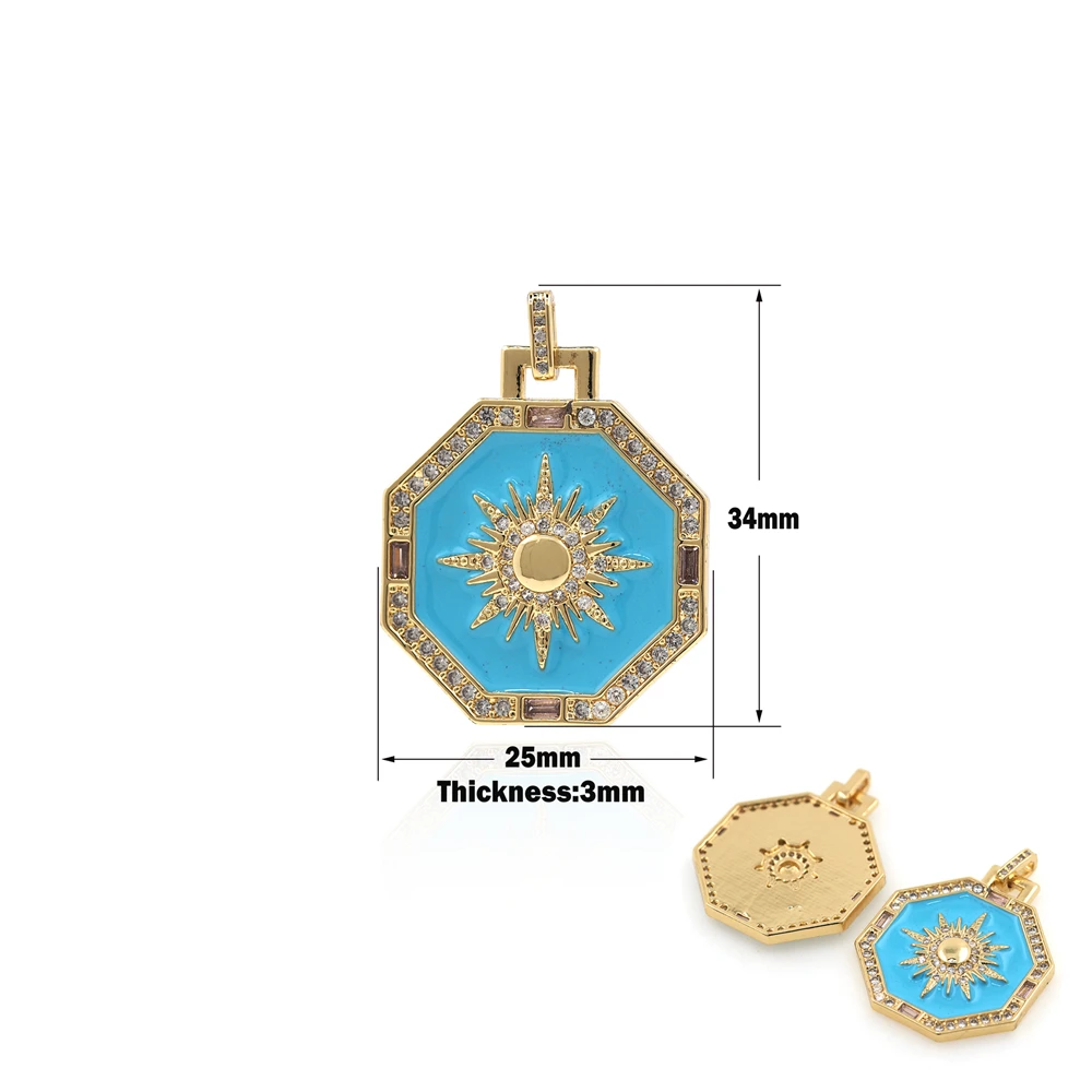 

Handmade Enamel Pendant Accessories Supplies Octagonal Symmetrical Jewelry Starburst Polaris Charm Charm Cubic Zirconia