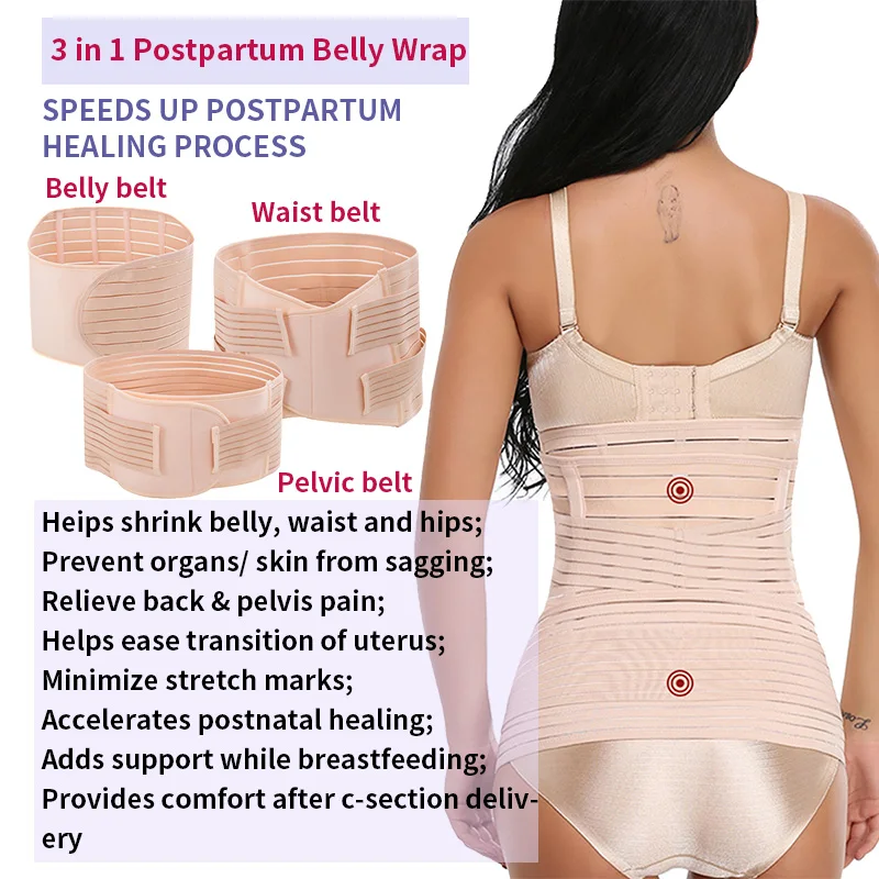 Miss Moly 3in1 Postpartum Slimming Belt For Post Partum Women Body Recovery Shapewear Belly Control Bandage Breathable Corset postpartum slimming belt