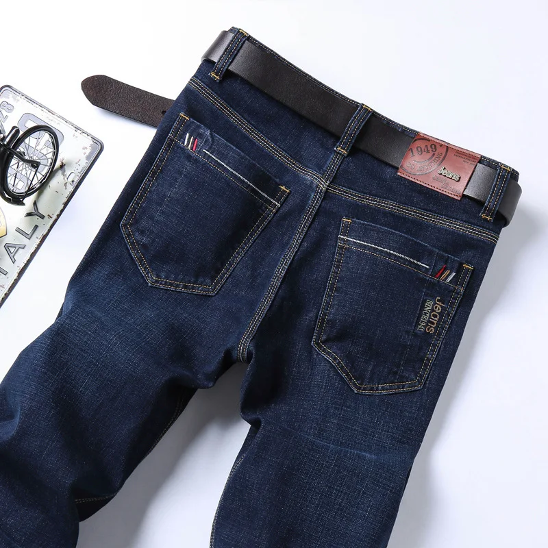 Новинка Осень-зима 2020 джинсы толстые прямые штаны мужские деловые повседневные