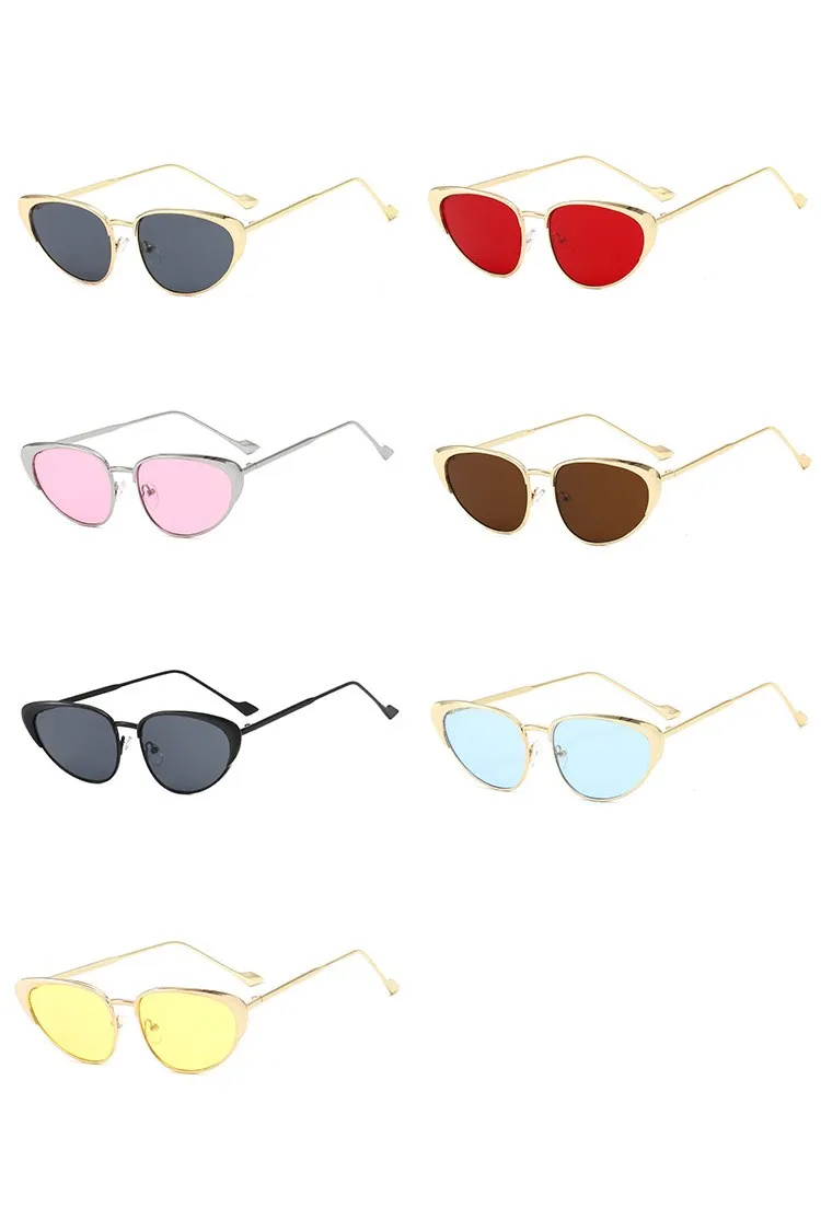Высокое качество женские модные солнцезащитные очки бренд кошачий глаз Ретро тренд ослепительные цветные очки