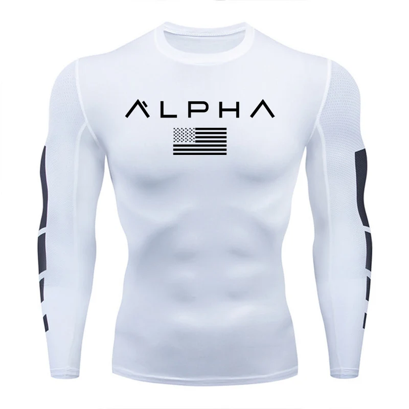 Компрессионные Мужские рубашки с длинным рукавом для бега, мужская спортивная рубашка для бодибилдинга, футболка для бега, футболка для фитнеса, сухая футболка для спортзала