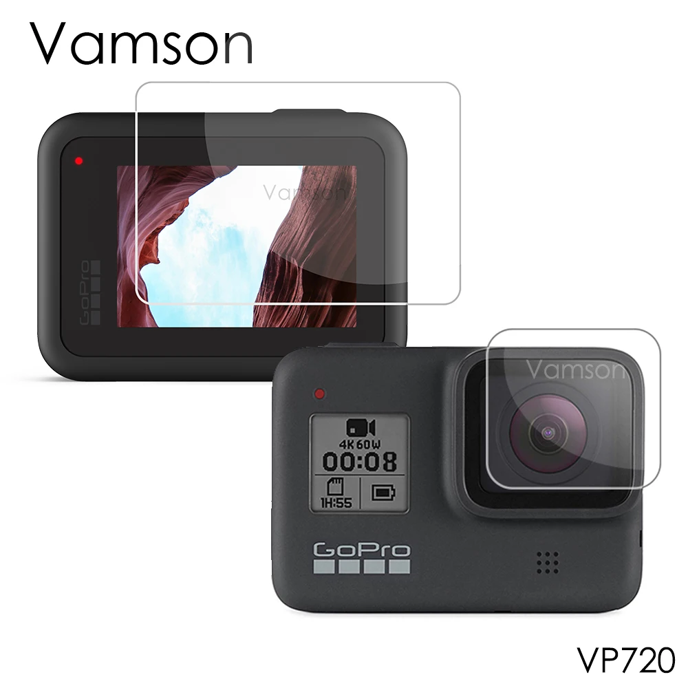 Vamson для Gopro Hero 8 черная защитная пленка из закаленного стекла объектив+ экран камеры ЖК-экран Защитная пленка VP720
