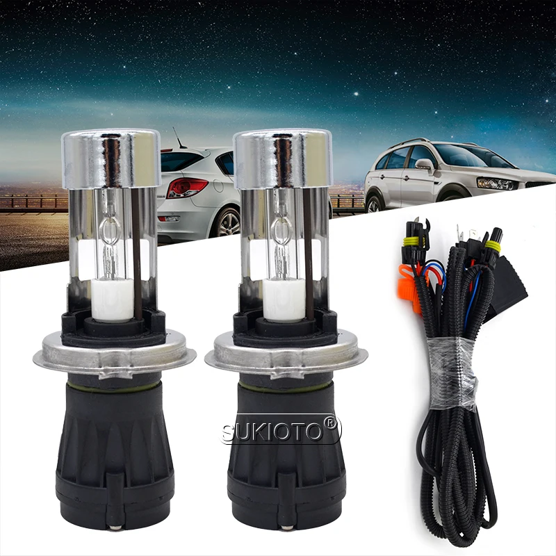 SUKIOTO 1 Set 200W H4 Bixenon HID Conversion Kit Xenon Ballast AC 12V Car Light Reactor 4300K 6000K 8000K H4-3 HiLo Beam Bulb (6)