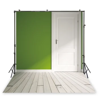 

HUAYI green wall and white door backdrop family household back drop family party back ground studio photo background xt-1668