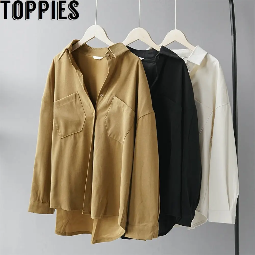 Блузка Toppies Женская с длинным рукавом, модная рубашка в Корейском стиле, цвет черный/белый, весна 2020 - изображение