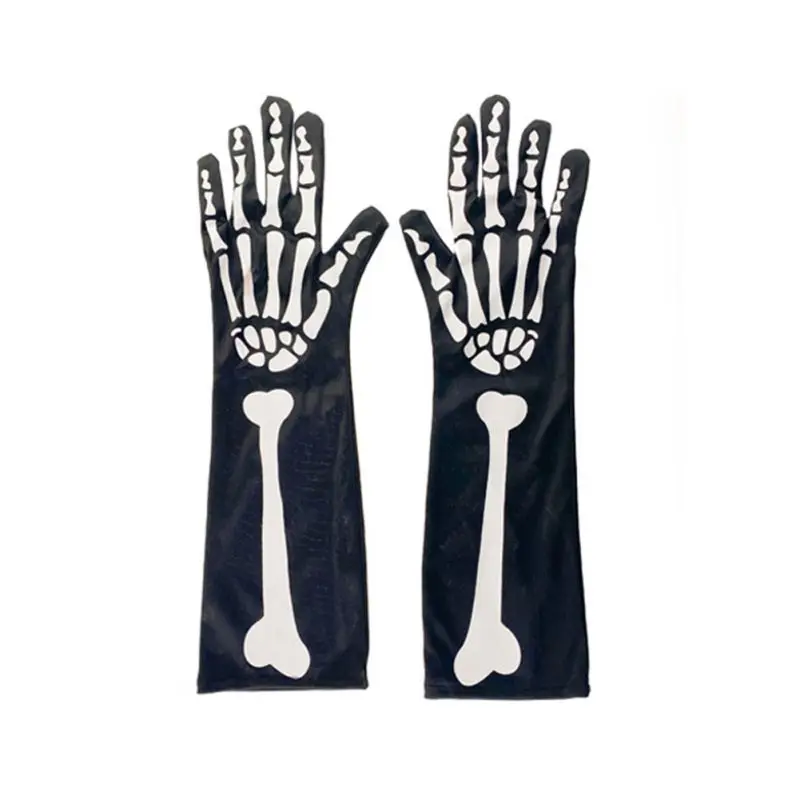 Halloween Props Skull Gloves Long Skeleton Printing Gloves Cosplay
