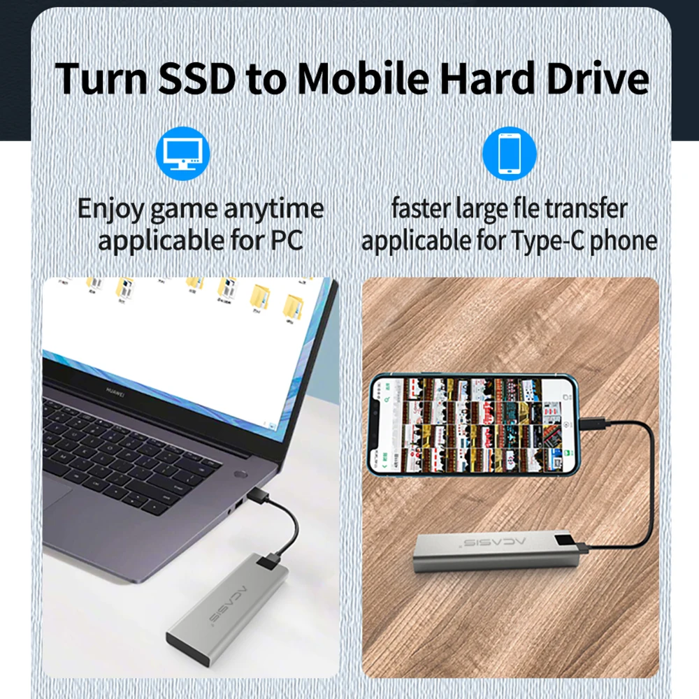 Корпус Acasis ssd m2 nvme для NVME PCIE NGFF SATA M/B Key SSD Disk корпус жесткого диска M.2 на USB Type C 3 1 с