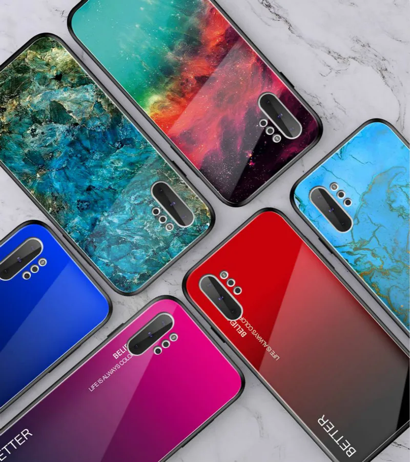 

Gradient Tempered Glass Case For Samsung Galaxy A70 A60 A50 A40 A30 A20 A10E A20E S10E A7 2018 Note 10 Pro Marble Cover Coques