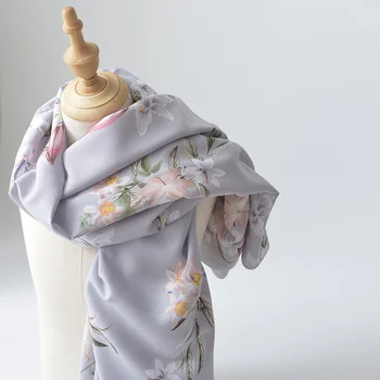 

140x50cm Viscose Fabric Floral Purplish Light Purple Bottom Cotton Cloth, Diy Summer Clothes Clothing Pajamas Lining