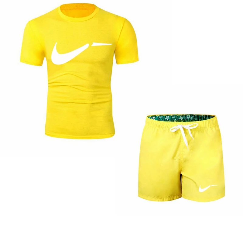 Модный спортивный костюм для мужчин из двух предметов, Короткие штаны+ футболка, летние крутые толстовки, костюм, брендовая мужская футболка, Беговые брюки для мужчин, костюм - Цвет: 5