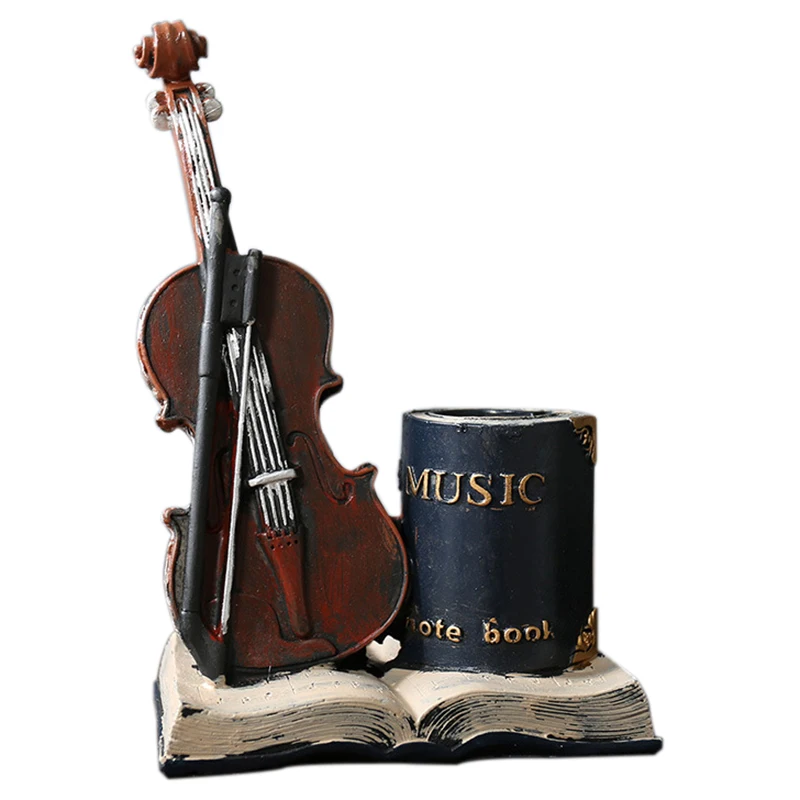 

Nordic Retro Resin Pen Holder Handicraft Gift Settings Violin Receiving Pen Container B