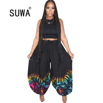 

Fashion Casual Women Two Piece Sets 2020 Summer New O-Neck Tank Tops High Waist Loose Lantern Pants Sweatpants For Holiday Beach