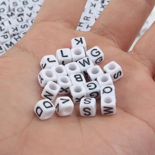 Mixed Letter Acrylic Beads Round Flat Alphabet Digital Cube Loose Spacer Beads For Jewelry Making Handmade Diy Bracelet Necklace 6x6mm Letter