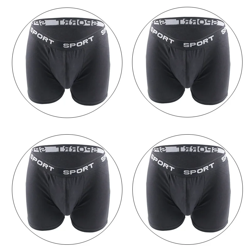 4xGrayBlack 4 шт./компл. шорты-боксеры Для мужчин, мужское нижнее белье, боксеры, хлопковые трусы, мужское нижнее белье эластичная одежда большого размера поясом Короткие - Цвет: 4xGrayBlack
