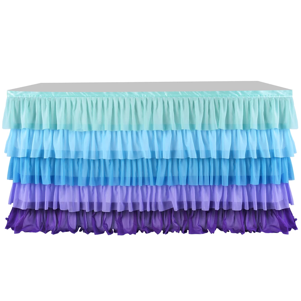 Blue Purple Домашний текстиль, 5 слоев, волнистая плетеная юбка для стола, для дома, дня рождения, свадьбы, вечеринки, украшение, товары для дома, скатерть - Цвет: Blue Purple