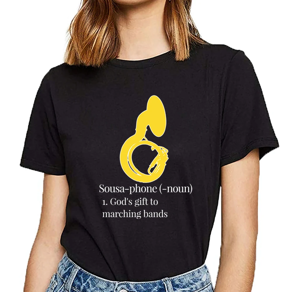 Топы футболка женская забавная sousaphone подарок богам к походу группы юмор белая