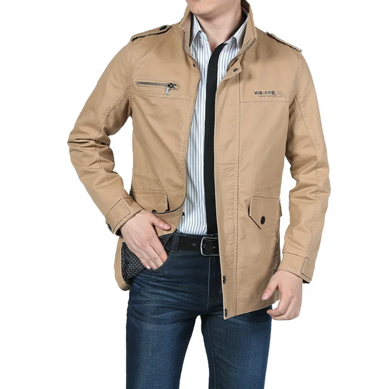 CYSINCOS мужская куртка в стиле милитари, повседневная армейская куртка, мужские пальто, зимняя мужская верхняя одежда, осеннее пальто цвета хаки