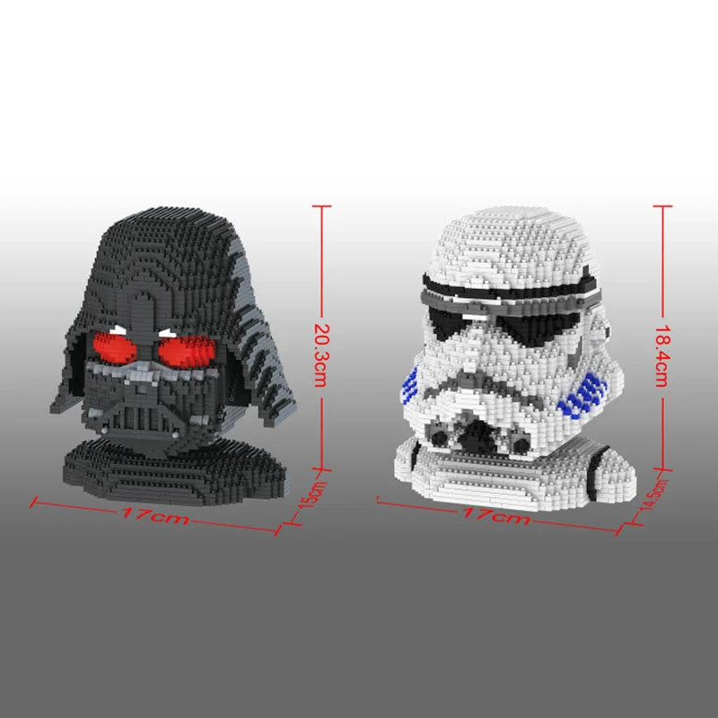 

Star battle image Darth storm empire trooper Vader Head model nanobricks space war micro diamond building block toy collection