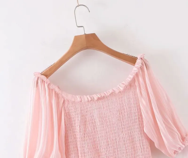 DEAT spring summer short puff sleeve ruffles short mini dress women MH403