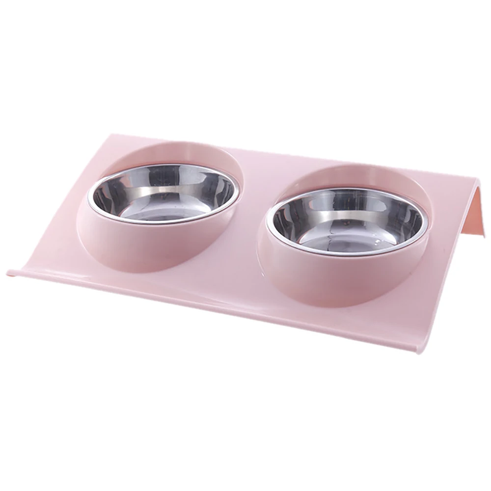 pink 1 шт., миски из нержавеющей стали для собак и кошек, миски для путешествий, миски для воды на открытом воздухе, кормушки для домашних животных, щенков, котят, анти всплеск, товары для домашних животных - Цвет: pink
