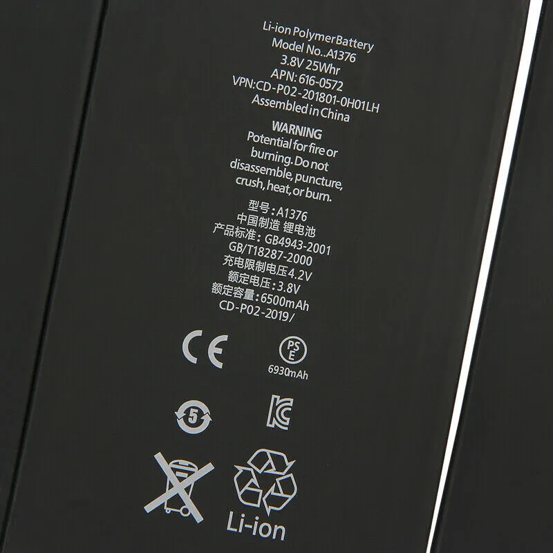 3,8 V 6500 мАч литий-ионная Расширенная A1376 Батарея для iPad2 iPad 2 A1395 A1396 A1397 616-0576