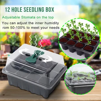 

12 Holes Seedling Box Plant Seed Grow Box Nursery Seedling Starter Thermal Insulation Seed Growth Box Plastic Pot Green House