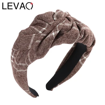

LEVAO Plaid Linen Headband Women Girls Hairbands Turban Knot Female Head Hoop Bezel Hair Accessories Hair Band Bohemia Headwear