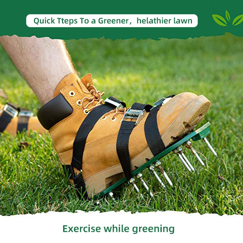 1Pair Grass Spiked Gardening Walking Revitalizing Lawn Aerator Sandals Shoes Nail Shoes Tool