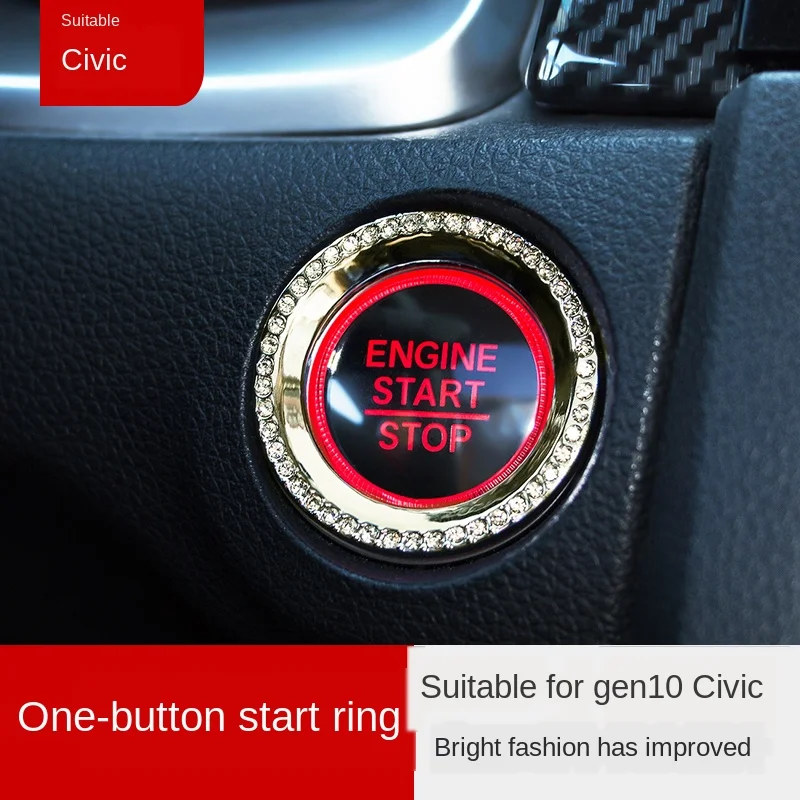 

Applicable to 10-Generation Civic One- Click Start Ignition Ring Start Key Ring Decorative Stickers Civic Hatchback Interior Mod