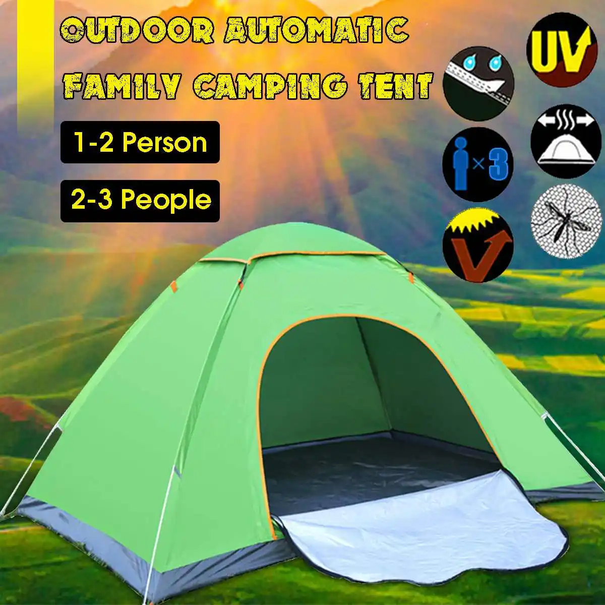 

Automatic Tent 1-2 Person 2-3 People Automatic Beach Tent Camping Tent Foldable UV Protection Shelter Outdoor Waterproof Tent