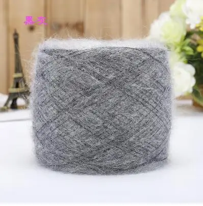 black gray 50 г/лот шерсть ангоры пряжа тонкая эластичная мохеровая ручная вязанная крючком тканая шерсть нить - Цвет: black gray