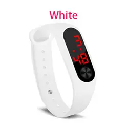 Мужские и женские повседневные спортивные часы с браслетом, Белый светодиодный электронный цифровой карамельный цвет, силиконовые
