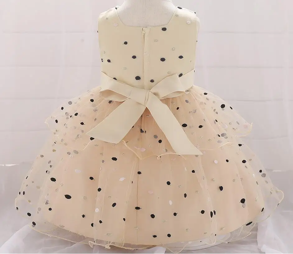 Платье принцессы в горошек с бисером для маленьких девочек, 1 предмет платье для дня рождения для малышей вечерний костюм с цветочным узором для девочек реквизит для фотосессии