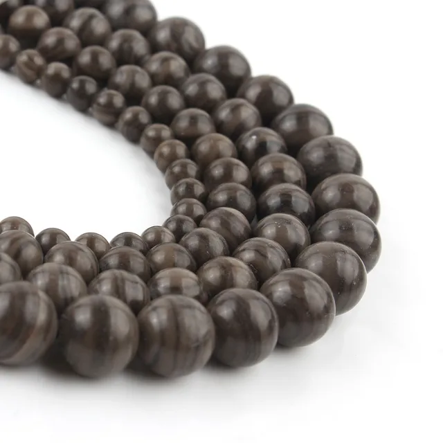 Natural Stone Beads Black Hematite Zebra Jespers Round Spacer Beads for Jewelry Making DIY Bracelet Necklace Accessories 15'' Black Wood Jasper